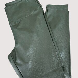 White House Black Market Vegan‎ Leather Leggings Spruce Green Size 14R NWT